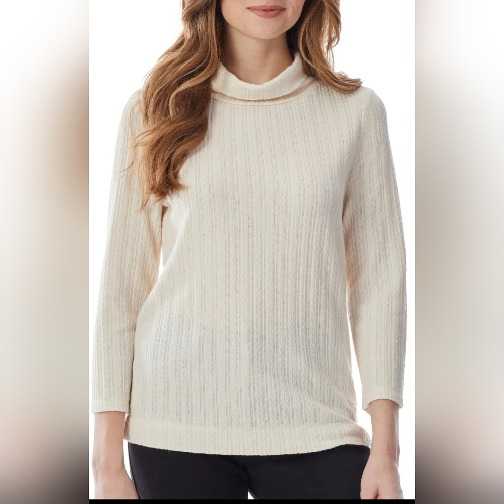 Jones New York Dakota Pointelle Turtleneck Sweater $69.50 Size XL